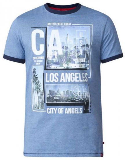 D555 Howie Fine Stripe T-shirt Blue - T-shirts - T-shirts i store størrelser - 2XL-14XL