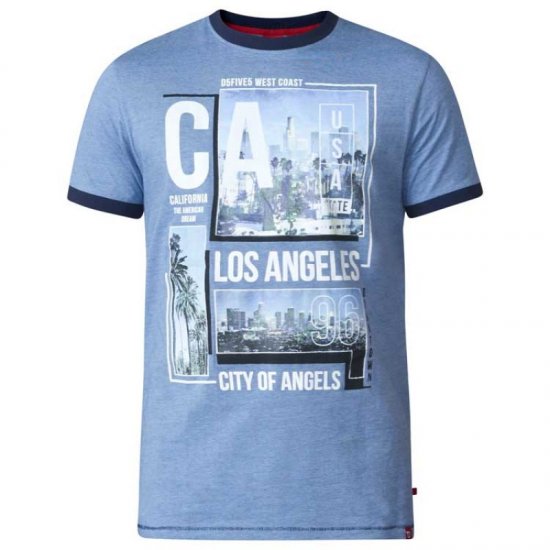 D555 Howie Fine Stripe T-shirt Blue - T-shirts - T-shirts i store størrelser - 2XL-14XL