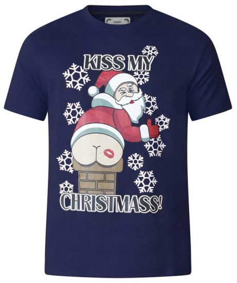 D555 Naughty X-mas T-shirt Navy - T-shirts - T-shirts i store størrelser - 2XL-14XL
