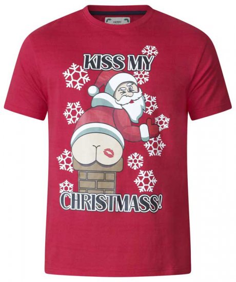 D555 Naughty X-mas T-shirt Red - T-shirts - T-shirts i store størrelser - 2XL-14XL