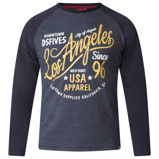 D555 Neill Long Sleeve T-shirt Black - T-shirts - T-shirts i store størrelser - 2XL-14XL