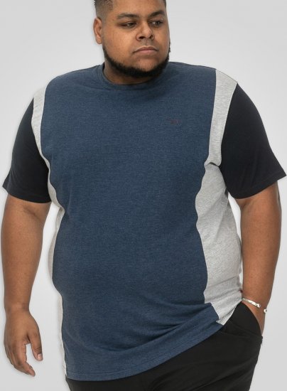 D555 Neath Cut And Sew Crew Neck T-Shirt Denim - T-shirts - T-shirts i store størrelser - 2XL-14XL