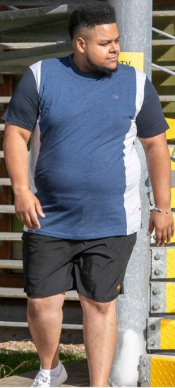 D555 Neath Cut And Sew Crew Neck T-Shirt Denim - T-shirts - T-shirts i store størrelser - 2XL-14XL