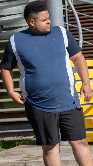 D555 Neath Cut And Sew Crew Neck T-Shirt Denim - T-shirts - T-shirts i store størrelser - 2XL-14XL