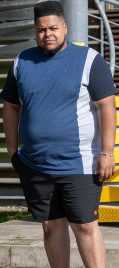 D555 Neath Cut And Sew Crew Neck T-Shirt Denim - T-shirts - T-shirts i store størrelser - 2XL-14XL