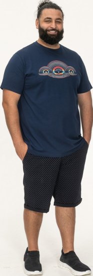 D555 Cheltenham Record With Reflection Printed T-shirt French Navy - T-shirts - T-shirts i store størrelser - 2XL-14XL