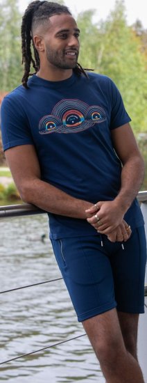 D555 Cheltenham Record With Reflection Printed T-shirt French Navy - T-shirts - T-shirts i store størrelser - 2XL-14XL