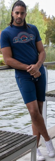 D555 Cheltenham Record With Reflection Printed T-shirt French Navy - T-shirts - T-shirts i store størrelser - 2XL-14XL