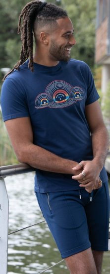 D555 Cheltenham Record With Reflection Printed T-shirt French Navy - T-shirts - T-shirts i store størrelser - 2XL-14XL