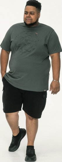 D555 Poole Circle Wave Printed Crew Neck T-shirt Khaki - T-shirts - T-shirts i store størrelser - 2XL-14XL