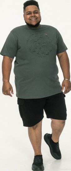 D555 Poole Circle Wave Printed Crew Neck T-shirt Khaki - T-shirts - T-shirts i store størrelser - 2XL-14XL