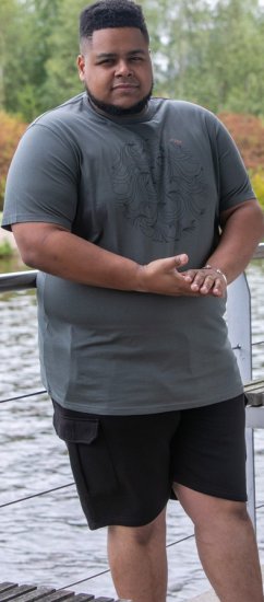 D555 Poole Circle Wave Printed Crew Neck T-shirt Khaki - T-shirts - T-shirts i store størrelser - 2XL-14XL