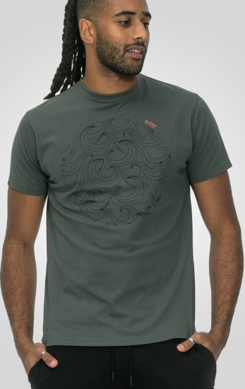 D555 Poole Circle Wave Printed Crew Neck T-shirt Khaki - T-shirts - T-shirts i store størrelser - 2XL-14XL