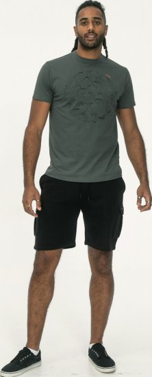 D555 Poole Circle Wave Printed Crew Neck T-shirt Khaki - T-shirts - T-shirts i store størrelser - 2XL-14XL