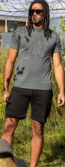 D555 Poole Circle Wave Printed Crew Neck T-shirt Khaki - T-shirts - T-shirts i store størrelser - 2XL-14XL