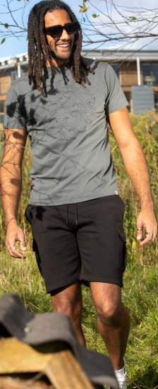 D555 Poole Circle Wave Printed Crew Neck T-shirt Khaki - T-shirts - T-shirts i store størrelser - 2XL-14XL