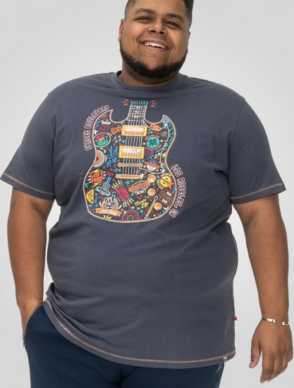 D555 Stockport Multi Coloured Guitar Printed T-Shirt Denim - T-shirts - T-shirts i store størrelser - 2XL-14XL