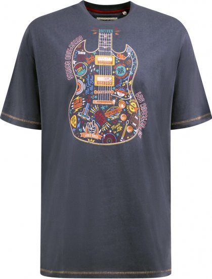 D555 Stockport Multi Coloured Guitar Printed T-Shirt Denim - T-shirts - T-shirts i store størrelser - 2XL-14XL