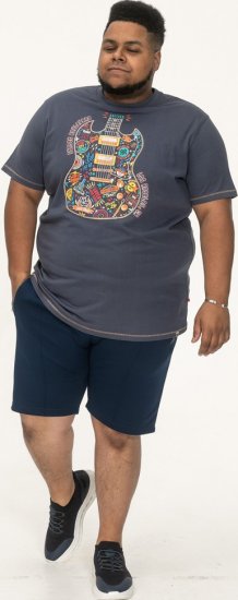 D555 Stockport Multi Coloured Guitar Printed T-Shirt Denim - T-shirts - T-shirts i store størrelser - 2XL-14XL