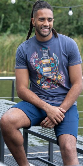 D555 Stockport Multi Coloured Guitar Printed T-Shirt Denim - T-shirts - T-shirts i store størrelser - 2XL-14XL