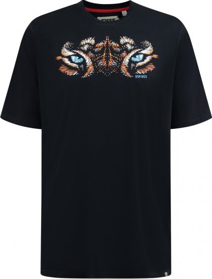 D555 Leamington Tiger Eyes Printed Crew Neck T-shirt Black - T-shirts - T-shirts i store størrelser - 2XL-14XL