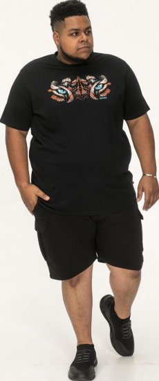 D555 Leamington Tiger Eyes Printed Crew Neck T-shirt Black - T-shirts - T-shirts i store størrelser - 2XL-14XL