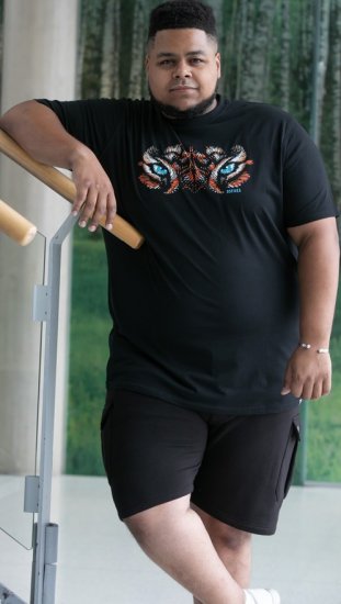 D555 Leamington Tiger Eyes Printed Crew Neck T-shirt Black - T-shirts - T-shirts i store størrelser - 2XL-14XL