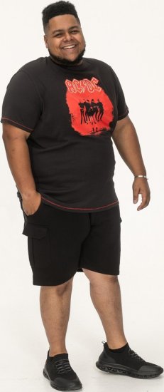 D555 Uxbridge Official AC/DC Band Printed Crew Neck T-Shirt Washed Black TALL SIZES - T-shirts - T-shirts i store størrelser - 2XL-14XL