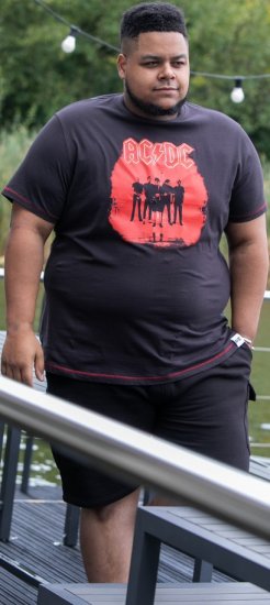 D555 Uxbridge Official AC/DC Band Printed Crew Neck T-Shirt Washed Black TALL SIZES - T-shirts - T-shirts i store størrelser - 2XL-14XL