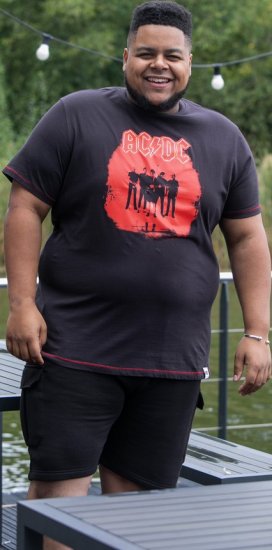 D555 Uxbridge Official AC/DC Band Printed Crew Neck T-Shirt Washed Black TALL SIZES - T-shirts - T-shirts i store størrelser - 2XL-14XL
