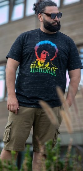 D555 Hendrix Official Jimi Hendrix Printed Crew Neck T-Shirt Black Reno - Band T-shirts - 