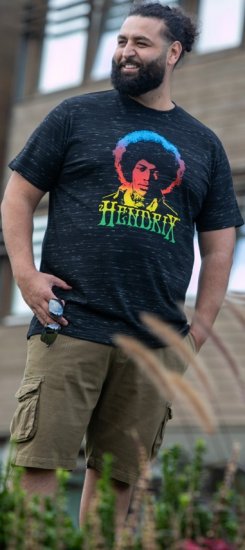 D555 Hendrix Official Jimi Hendrix Printed Crew Neck T-Shirt Black Reno - Band T-shirts - 