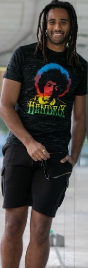 D555 Hendrix Official Jimi Hendrix Printed Crew Neck T-Shirt Black Reno - Band T-shirts - 