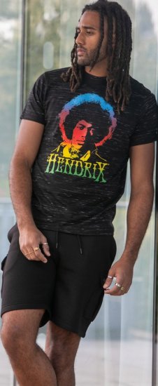 D555 Hendrix Official Jimi Hendrix Printed Crew Neck T-Shirt Black Reno - Band T-shirts - 