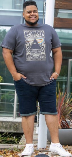 D555 HANLEY Official Pink Floyd Crew Neck T-Shirt Dark Grey TALL SIZES - HERRETØJ MT-6XLT - Tøj til høje mænd