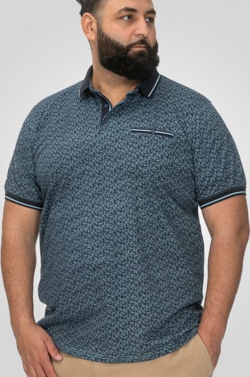 D555 Woolwich AOP Polo Shirt With Ribbed Collar Blue - Polotrøjer - Polotrøjer 2XL-8XL