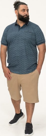 D555 Woolwich AOP Polo Shirt With Ribbed Collar Blue - Polotrøjer - Polotrøjer 2XL-8XL