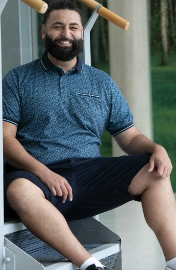D555 Woolwich AOP Polo Shirt With Ribbed Collar Blue - Polotrøjer - Polotrøjer 2XL-8XL