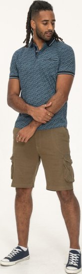 D555 Woolwich AOP Polo Shirt With Ribbed Collar Blue - Polotrøjer - Polotrøjer 2XL-8XL