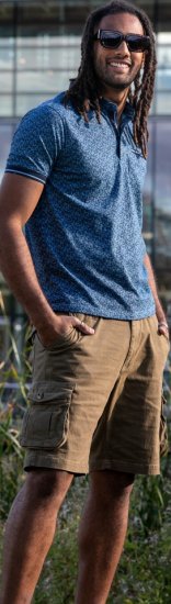 D555 Woolwich AOP Polo Shirt With Ribbed Collar Blue - Polotrøjer - Polotrøjer 2XL-8XL