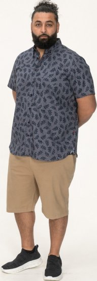 D555 Kettering Hawaiian Leaf AOP Short Sleeve Button Down Collar Shirt Denim - Skjorter - Skjorter til store mænd 2XL- 8XL