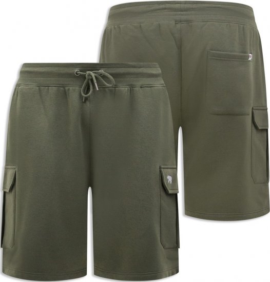 D555 Wigan 1 Elasticated Waist Fleece Cargo Shorts Khaki - Joggingbukser og shorts - Sweatpants og Sweatshorts 2XL-12XL