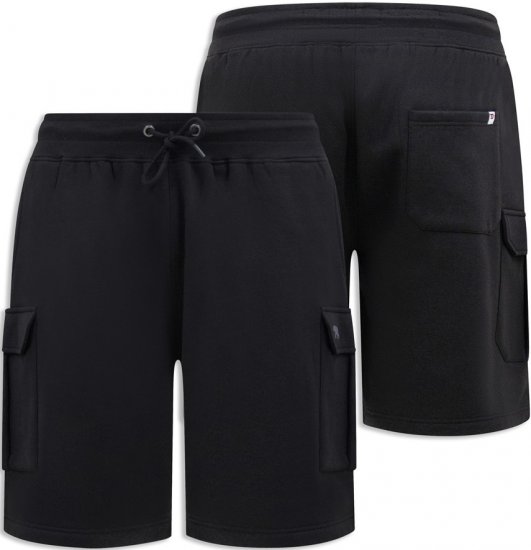 D555 Wigan 2 Elasticated Waist Fleece Cargo Shorts Black - Joggingbukser og shorts - Sweatpants og Sweatshorts 2XL-12XL