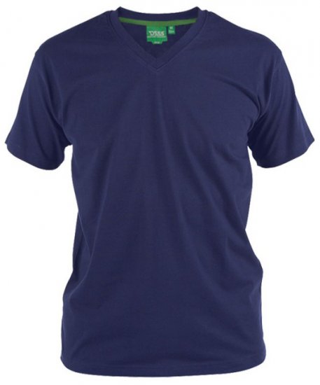 D555 Signature V-hals T-shirt Mørkeblå - T-shirts - T-shirts i store størrelser - 2XL-14XL
