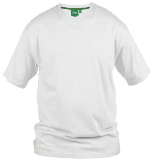 D555 Signature V-hals T-shirt Hvid - T-shirts - T-shirts i store størrelser - 2XL-14XL
