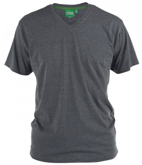 D555 Signature V-hals T-shirt Charcoal - T-shirts - T-shirts i store størrelser - 2XL-14XL