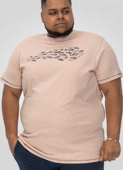 D555 Bournemouth Shoal Of Fish Printed Crew Neck T-Shirt Pink - T-shirts - T-shirts i store størrelser - 2XL-14XL