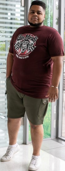 D555 Loughborough Official Gas Monkey Crew Neck T-Shirt Burgundy Black Twist - T-shirts - T-shirts i store størrelser - 2XL-14XL