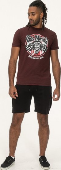 D555 Loughborough Official Gas Monkey Crew Neck T-Shirt Burgundy Black Twist - T-shirts - T-shirts i store størrelser - 2XL-14XL