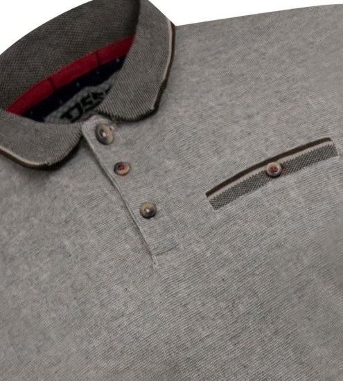 D555 Holyhead Tekstureret Piké med Brystlomme Grå - Polotrøjer - Polotrøjer 2XL-8XL